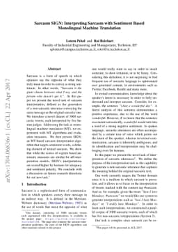 Sarcasm SIGN: Interpreting Sarcasm with Sentiment Based Monolingual
  Machine Translation