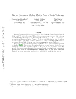 Testing Symmetric Markov Chains from a Single Trajectory