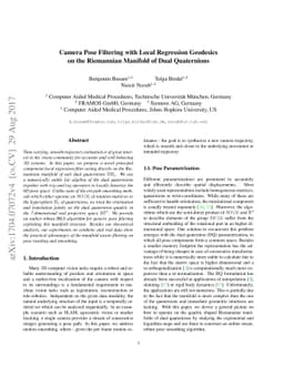 Camera Pose Filtering with Local Regression Geodesics on the Riemannian
  Manifold of Dual Quaternions