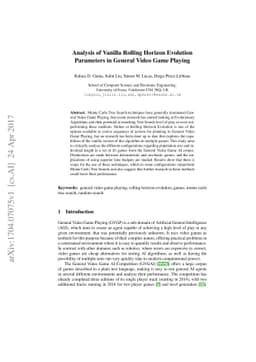 Analysis of Vanilla Rolling Horizon Evolution Parameters in General
  Video Game Playing
