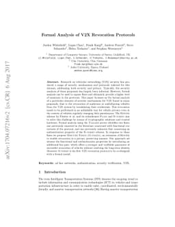 Formal Analysis of V2X Revocation Protocols
