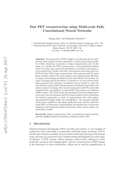 Fast PET reconstruction using Multi-scale Fully Convolutional Neural
  Networks