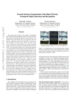 Towards Instance Segmentation with Object Priority: Prominent Object
  Detection and Recognition