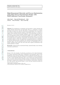 High-Dimensional Materials and Process Optimization using Data-driven
  Experimental Design with Well-Calibrated Uncertainty Estimates