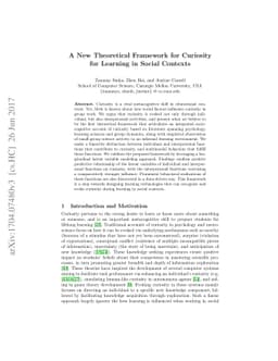 A New Theoretical Framework for Curiosity for Learning in Social
  Contexts