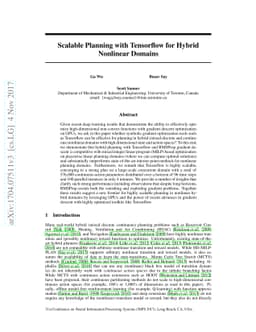 Scalable Planning with Tensorflow for Hybrid Nonlinear Domains