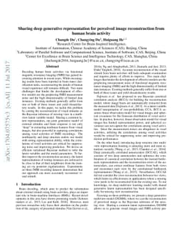 Sharing deep generative representation for perceived image
  reconstruction from human brain activity