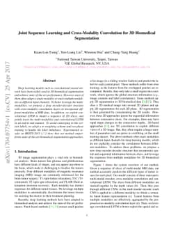 Joint Sequence Learning and Cross-Modality Convolution for 3D Biomedical
  Segmentation