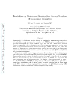 Limitations on Transversal Computation through Quantum Homomorphic
  Encryption