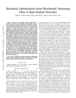 Stochastic Optimization from Distributed, Streaming Data in Rate-limited
  Networks