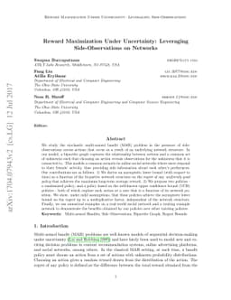 Reward Maximization Under Uncertainty: Leveraging Side-Observations on
  Networks