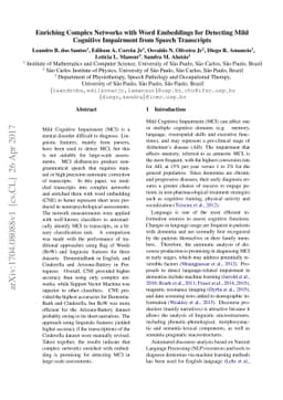 Enriching Complex Networks with Word Embeddings for Detecting Mild
  Cognitive Impairment from Speech Transcripts