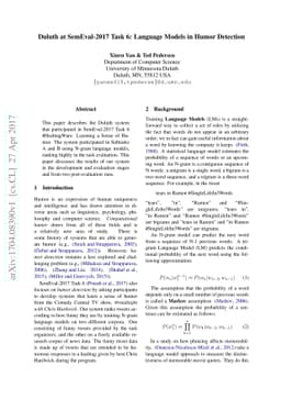 Duluth at SemEval-2017 Task 6: Language Models in Humor Detection