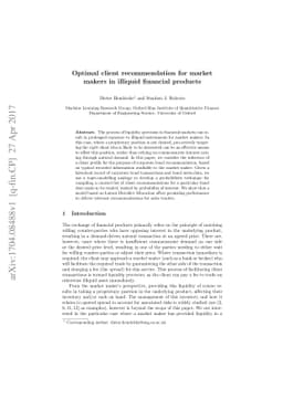 Optimal client recommendation for market makers in illiquid financial
  products