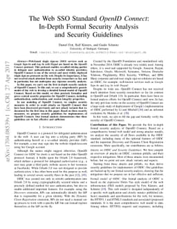 The Web SSO Standard OpenID Connect: In-Depth Formal Security Analysis
  and Security Guidelines