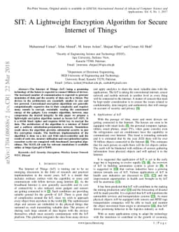 SIT: A Lightweight Encryption Algorithm for Secure Internet of Things