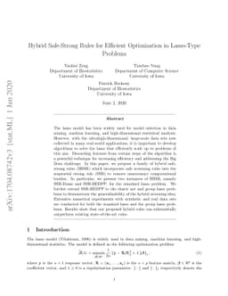Hybrid safe-strong rules for efficient optimization in lasso-type
  problems