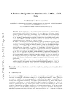 A Network Perspective on Stratification of Multi-Label Data