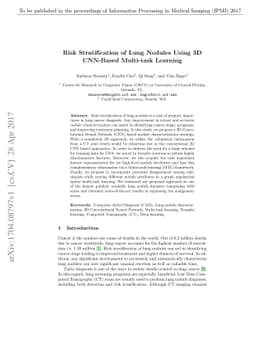 Risk Stratification of Lung Nodules Using 3D CNN-Based Multi-task
  Learning