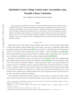Distribution System Voltage Control under Uncertainties using Tractable
  Chance Constraints