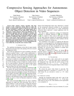Compressive Sensing Approaches for Autonomous Object Detection in Video
  Sequences