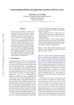 Understanding and Detecting Supporting Arguments of Diverse Types