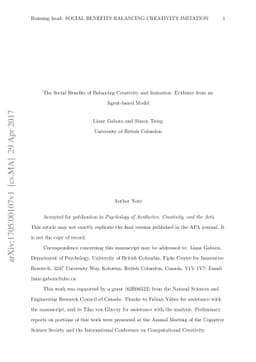 The Social Benefits of Balancing Creativity and Imitation: Evidence from
  an Agent-based Model