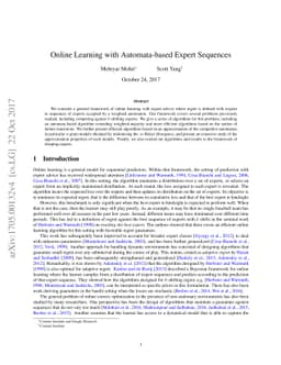 Online Learning with Automata-based Expert Sequences