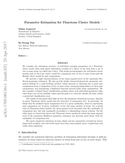 Parameter Estimation for Thurstone Choice Models