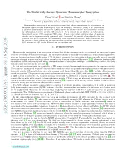 On Statistically-Secure Quantum Homomorphic Encryption