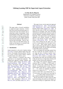 Lifelong Learning CRF for Supervised Aspect Extraction