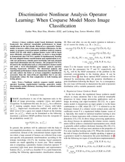 Discriminative Nonlinear Analysis Operator Learning: When Cosparse Model
  Meets Image Classification
