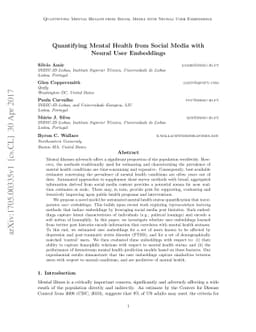 Quantifying Mental Health from Social Media with Neural User Embeddings
