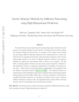 Inverse Moment Methods for Sufficient Forecasting using High-Dimensional
  Predictors