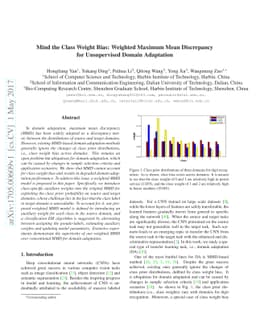 Mind the Class Weight Bias: Weighted Maximum Mean Discrepancy for
  Unsupervised Domain Adaptation