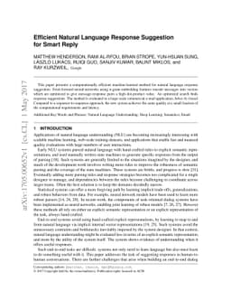 Efficient Natural Language Response Suggestion for Smart Reply