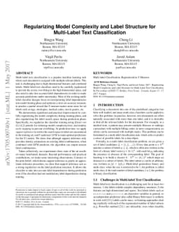 Regularizing Model Complexity and Label Structure for Multi-Label Text
  Classification
