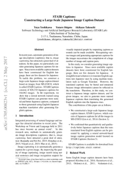 STAIR Captions: Constructing a Large-Scale Japanese Image Caption
  Dataset