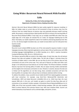 Going Wider: Recurrent Neural Network With Parallel Cells