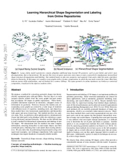 Learning Hierarchical Shape Segmentation and Labeling from Online
  Repositories
