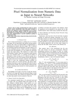 Pixel Normalization from Numeric Data as Input to Neural Networks