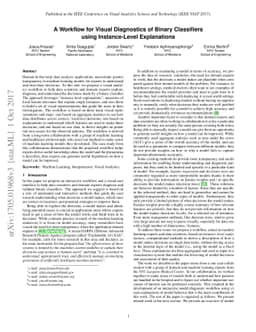 A Workflow for Visual Diagnostics of Binary Classifiers using
  Instance-Level Explanations