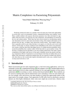 Matrix Completion via Factorizing Polynomials