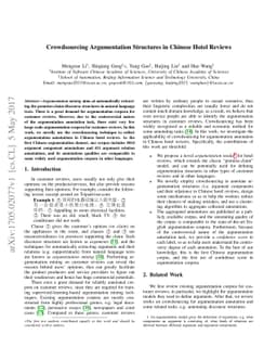 Crowdsourcing Argumentation Structures in Chinese Hotel Reviews
