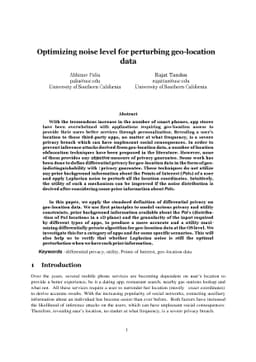 Optimizing noise level for perturbing geo-location data