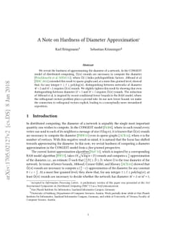 A Note on Hardness of Diameter Approximation