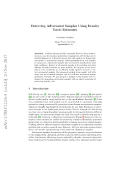 Detecting Adversarial Samples Using Density Ratio Estimates