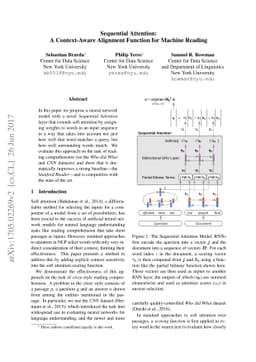 Sequential Attention: A Context-Aware Alignment Function for Machine
  Reading
