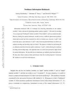 Nonlinear Information Bottleneck