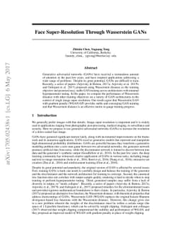 Face Super-Resolution Through Wasserstein GANs